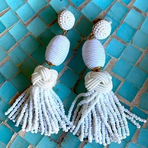 White tassel earrings